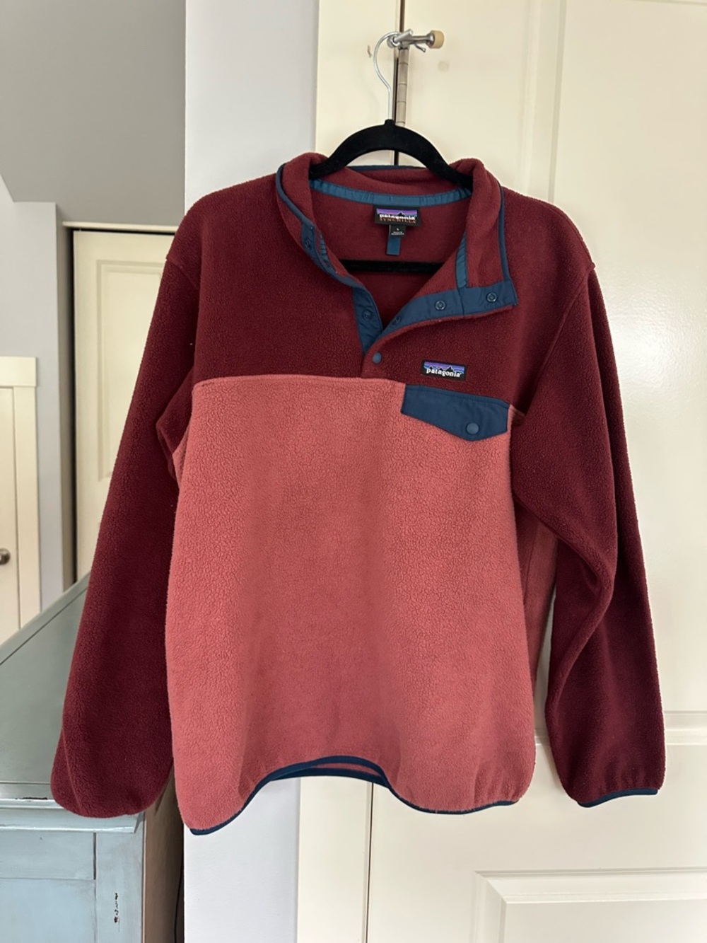 Patagonia Synchilla Fleece Pullover - Burgundy with Blue Trim
